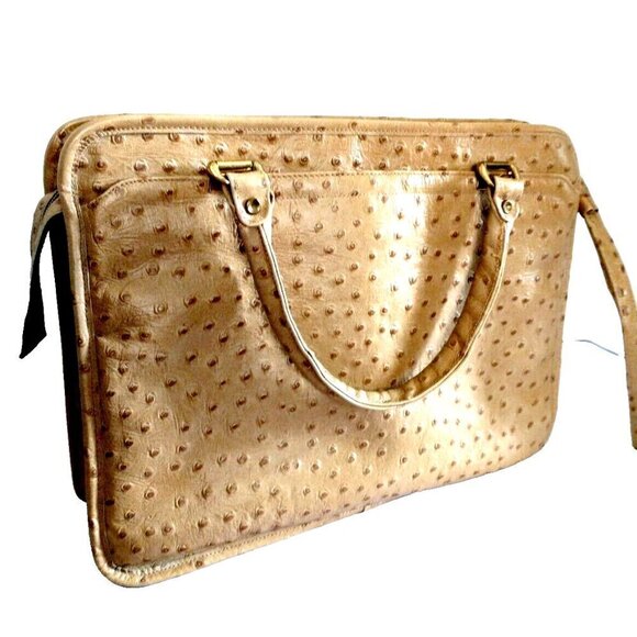 Original By Caprice Faux Ostrich Convertible Shoulder Bag Purse Beige 13 x 12 - Picture 2 of 12